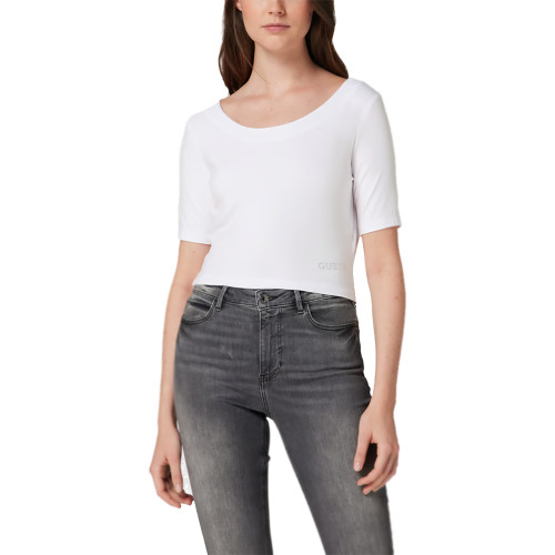 Guess Γυναικεία κοντομάνικη μπλούζα Round Back Bow Tee